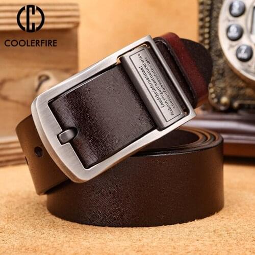 Men Belts High Quality Pin Buckle Genuine Leather Belts for Men Vintage Leisure Cowboy Black Brwon Strap HQ213