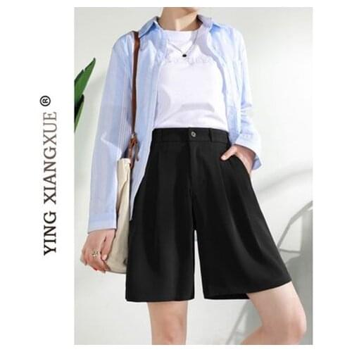 Shorts Women Shorts Womens Summer Loose Suit High Waist Five-Point Black Casual Pants Ropa Mujer