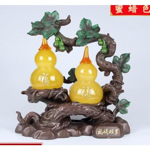 Resin Recruit money Honeywax color plants plastic Gourd put five blessings door birthday gifts fortune statue sculpture