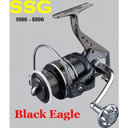 SSG1000 2000 3000 4000 5000 Lieyuwang Black Eagle Light Alloy Aluminium Fishing Reel Carbon Steel Bearing 5.1/5.5:1 220-330g