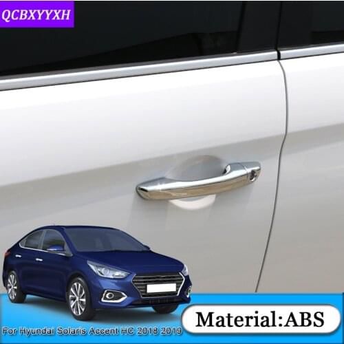Car Styling ABS Car Door Handle Cover Box Sequins Handle Frame Stickers Auto Accessories For Hyundai Solaris Accent HC 2018 2019