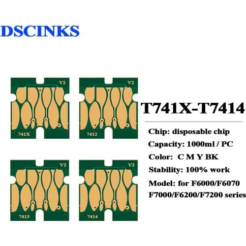 T741X T7412 T7413 T7414 HDK C M Y ink chips For Epson Surecolor F6000 F7000 F6200 F7200 F6270 F7270 F7100 F9200 F9300 F9370 chip