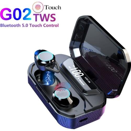 G02 TWS 5.0 Bluetooth Stereo Earphone Wireless Earphones Waterproof Earphones 3300mAh LED Display for smart phone vv