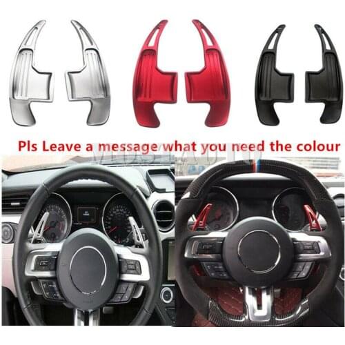 For Ford Mustang 2015-2018 Steering Wheels DGS Shift Paddle Shifter Extension 2pcs Silver /Black /Red Car Accessories Interior