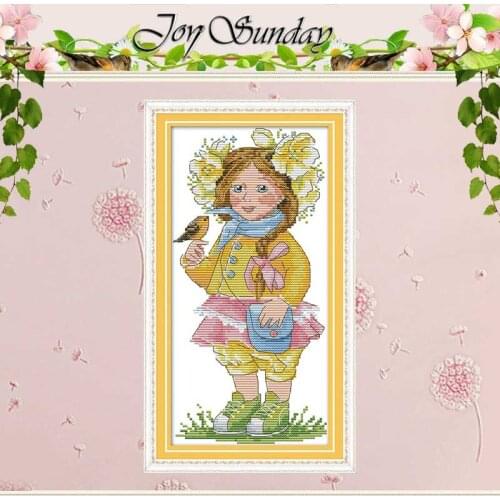 Spring girl bird painting counted 11CT 14CT Cross Stitch Sets DIY Chinese Cross-stitch Kits Embroidery Needlework Home Decor