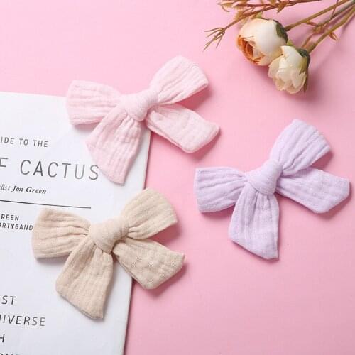Baby Hair Clip Cotton Linen Girls Hair Bows Accessories Pleated Infant Candy Color Hairpins Toddler Princess Barrettes 2Pcs/Lot
