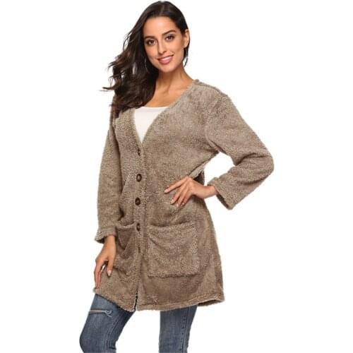 Women Sherpa Fluffy Sweater Plus Size 5XL Teddy Fleece Cardigan Winter Loose Robe Ladies Warm Streetwear