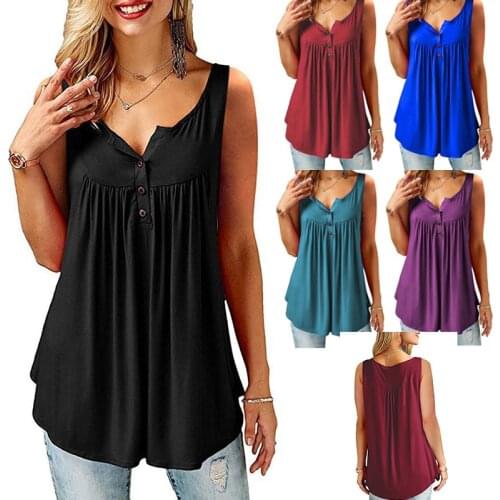 Women Yoga Running Sport Jogging Top Casual Sleeveless Button Up Split Neck T-Shirt Female Yoga Sport Swing Flowy Tee S-5Xl