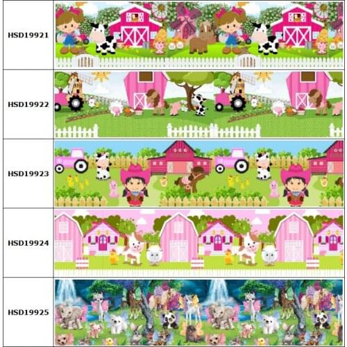 10yard New Animal Cow Horse Panda Cartoon Grosgrain Ribbon Accessory Hairbow Headwear Decoration DIY Wholesale OEM 38MM 75MM