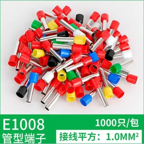 100pcs E1008 Tube insulating Insulated terminals 1MM2 Cable Wire Connector Insulating Crimp Terminal Connector