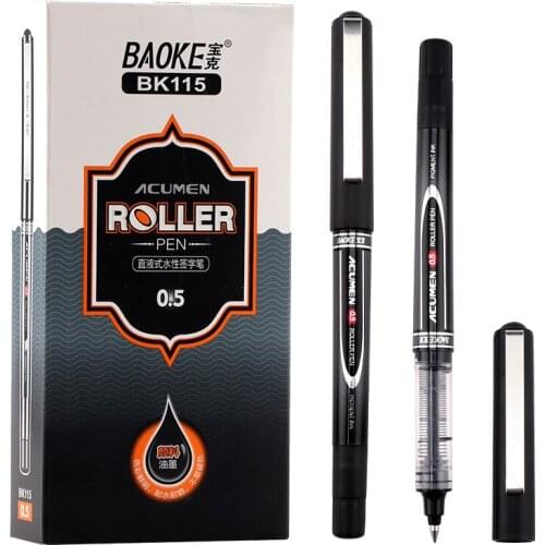12 Baoke Gel Pen BK115 Black 0.5mm Signature Pen Red Straight Liquid Bullet Blue Water Pen Ballpoint Pen Needle Tube