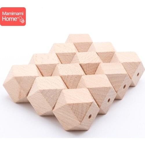 Mamihome 30pc 20mm Wooden Teether Geometric Beads Diy Baby Nursing Bracelets Pacifier Pendant Baby Teether ChildrenS Goods Toys