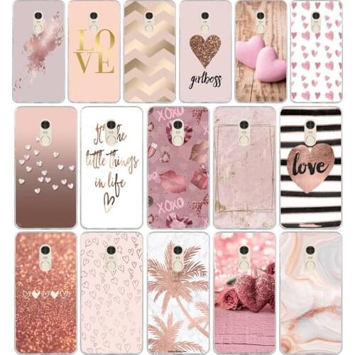 365FG Gold Rose Love heart Soft Silicone Tpu Cover phone Case for xiaomi redmi 7 7a note 4A 4X 6 Pro 6A 7