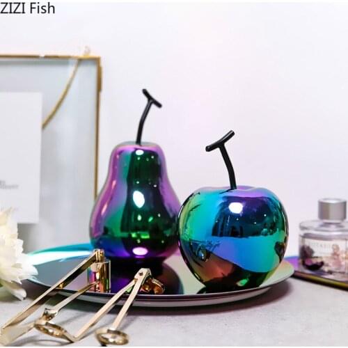 American Colorful Ceramic Apple Pear Desktop Furnishings Abstract Fruit Apple Crafts Gift Bookcase Office Decoration Accessories