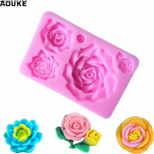 Large&Small Roses Shape Chocolate Silicone Mold Candy Ice Cubes Molds Fondant Cake Mould Soap DIY Cake Decorating Baking Tools