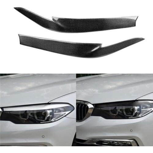 Real Carbon Fiber Headlight Eyelid Eyebrow Cover For BMW 5 Series G30 G38 528li 530li 540li 2018-2021 Car Stickers Protector