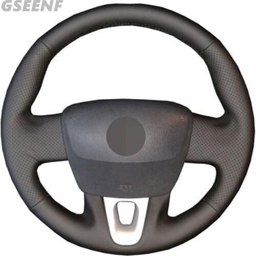 Car Steering Wheel Cover For Renault Fluence Fluence ZE 2016-2009 Kangoo 2013 Black Hand-stitched Artificial Leather