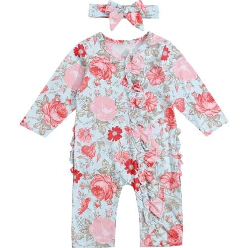 Ma&Baby 0-12M Autumn Spring Newborn Infant Baby Girls Clothes Jumpsuit Ruffles Flower Rompers Cute Baby Clothing DD40