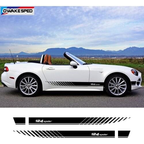 For-Fiat 124 Spider Car Door Side Skirt Sticker Sport Racing Stripes Auto Body Decor Vinyl Decals Both Side Accessories
