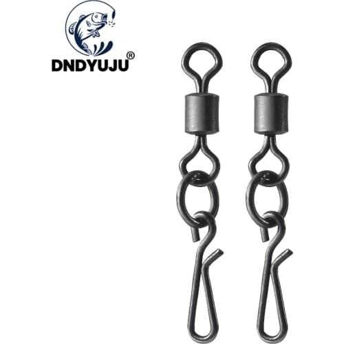 DNDYUJU 50pcs Fishing Rolling Swivels Matt Black Safety Lightweight Portable Fishing Terminal Carp Fishing Connector Tackle