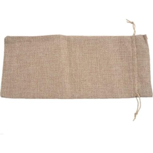 10pcs Jute Wine Bags, 14 x 6 1/4 inches Hessian Wine Bottle Gift Bags with Drawstring