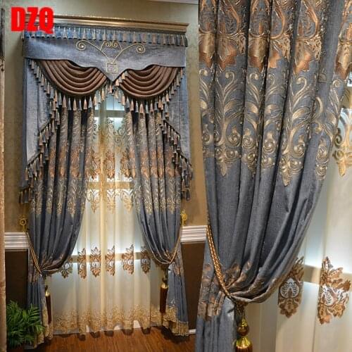 European Velvet Embroidery Chenille Bedroom Curtains for Living Room Modern Tulle Window Curtain Valance Decorate