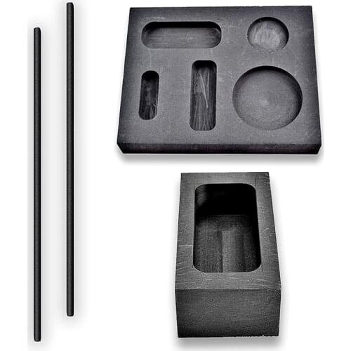 Graphite Ingot Mold with Stir Rod Kit, KG Graphite Crucible Mould and 5-In-1 Casting Mold with 2Pcs Carbon Stirring Rod