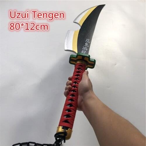 Kimetsu No Yaiba Tengen Uzui Twin Swords Cosplay Weapon Props for Hallween Christmas Party Events Carnival wood Props 80cm