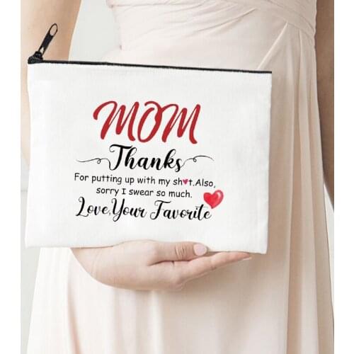 Mom Love You Makeup Bag Letter Flower Cosmetic Bags Make Up Bags Toiletries Organizer Pouch Ladies Lipstick Bag