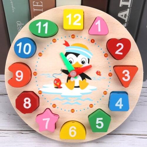 Colorful Cartoon Animal Wood Educational Clock Toys for Children Beads Lacing Montessori Preschool Toys Baby Kids Gifts