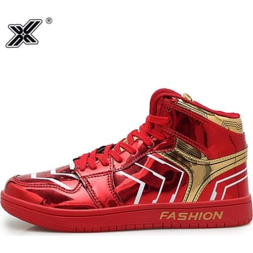 X Brand Fashion Red Glitter Sneakers Men High top Golden Shine Superstar Trend Men Casual Shoes Sneakers zapatillas hombre 2019