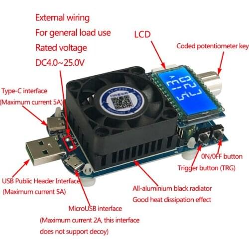 KZ35 Constant Current Electronic Load USB Type C QC2.0/3.0 AFC FCP triggers Battery Testser Discharge Capacity meter