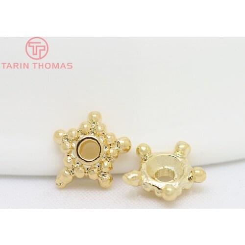 20PCS 6.5MM 24K Champagne Gold Color Plated Brass Beads Caps High Quality Diy Jewelry Findings Accessories Wholesale