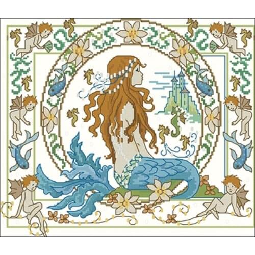 The little daughter of the sea patterns Counted Cross Stitch 11CT 14CT 18DIY Chinese Cross Stitch Kit Embroidery Needlework Sets