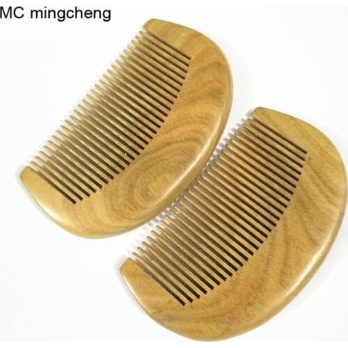 MC Brand Small Comb Wood Natural Green Sandalwood Wooden Round Half Moon Tarak Pente De Madeira Para Barba Comb Beard Men Comb