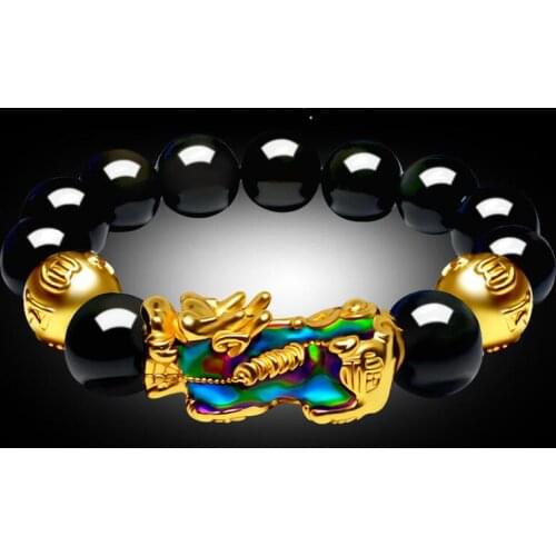 Changing color PI xiu mood bracelet Obsidian gilded PI xiu men and women style red rope hand string bracelet