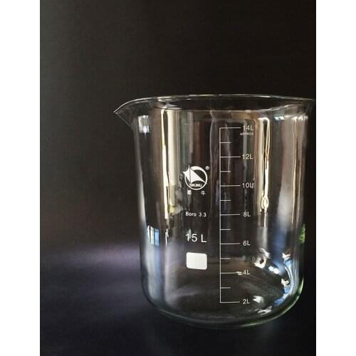 Beaker in low form,Capacity 15000ml,Outer diameter about 270mm,Height about 330mm,Laboratory beaker