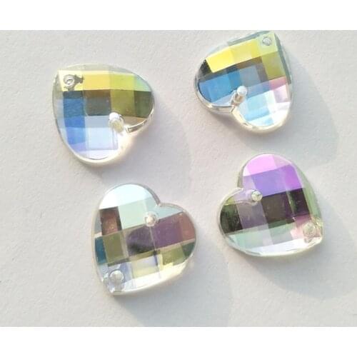 MEYA AB Rhinestones Sewing Heart Shape Crystal Flat Back Stones Sew On Acrylic for Dress Making,Jewelry Deco,Bags,Garment,Shoes