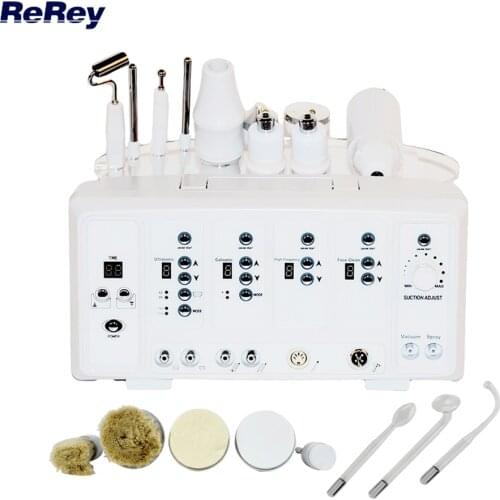 Multifunctional Skin Care Machine Ultrasonic Facial Massager High Frequency Acne Brush Cleanser Ion+/- Galvanic Vacuum Device