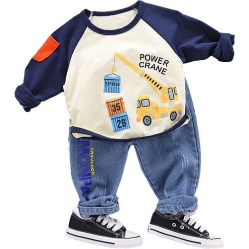 2019 Spring and Autumn New Childrens Wear Boys 'Long Sleeved T-shirts and trousers Two Treasure