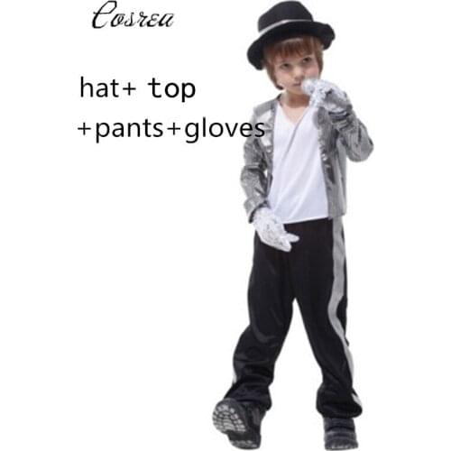 Michael Jackson Clothes Suit for Boy Performance Cosplay Costumes Michael Jackson T Shirt Hat Jacket Pants Glove Clothing Sets