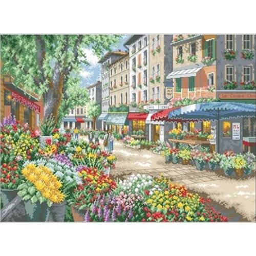 Paris flower market patterns Counted Cross Stitch 11CT 14CT 18CT DIY Chinese Cross Stitch Kits Embroidery Needlework Sets