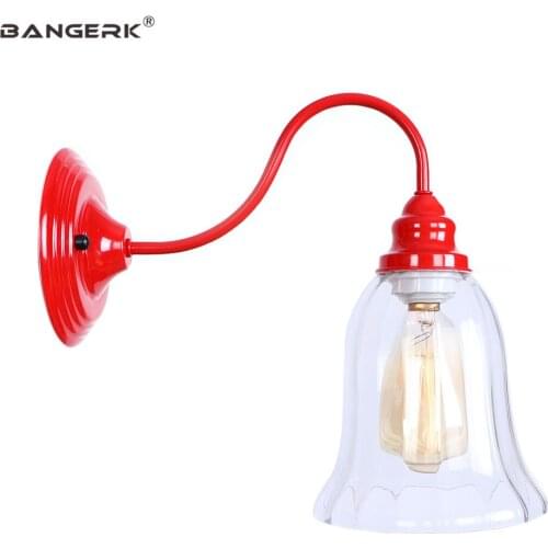 Simple Modern LED Wall Lamp Loft Decor Sconce Wall Lights For Living Room Bedside Home Lighting Red Iron Glass E27 Edison Lamps