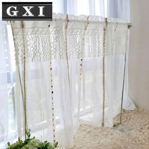 Bay Window Kids Study Flax Half Curtain Fabrics Embroidered Red Ladybug Curtains For Door Window Partition Kitchen Drape WP121-3