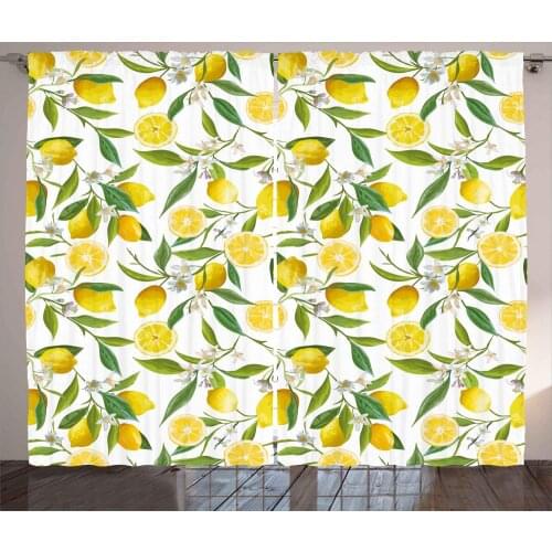 Bedroom Kitchen Luxury Curtains Fruit Lemon Flowers Window Curtain Living Room Decoration Items Curtains for Living Room