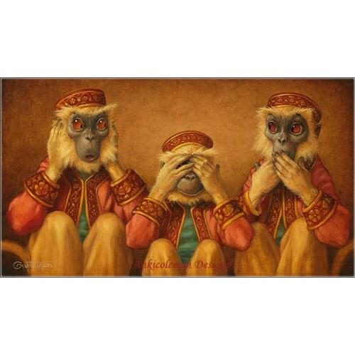 Needlework for embroidery DIY DMC High Quality - Counted Cross Stitch Kits 14 ct Oil painting - Three Monkeys Dressed up
