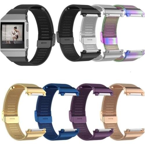 Replacement For Fitbit Ionic Smart Watch Band Stainless Steel Mesh Wristbands S/L Size for Men Women Metal Wrist Strap