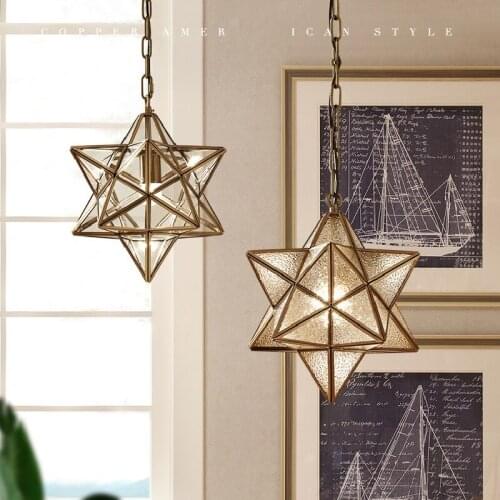 Nordic Led Pendant Lights Art Glass Geometric Pendant Lamp Retro Bronze Bedroom Study Bars Cafe Aisle Hanging Light Fixtures