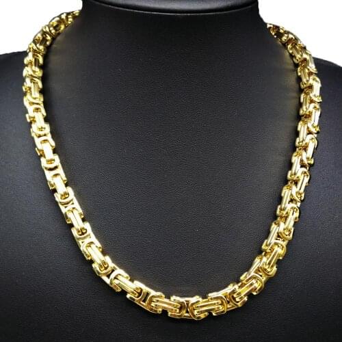 Tiasri 8MM Byzantine Necklace Fashion Bracelets for Men Women Gold Color Stainless Steel Chain Best Gift Jewelry Accessories