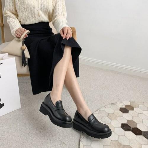 Shoes Women Wedges Pumps Square Toe Platform Loafers Leather Slip on Sandal Casual Thick Bottom Shoes Designer Zapatos De Mujer